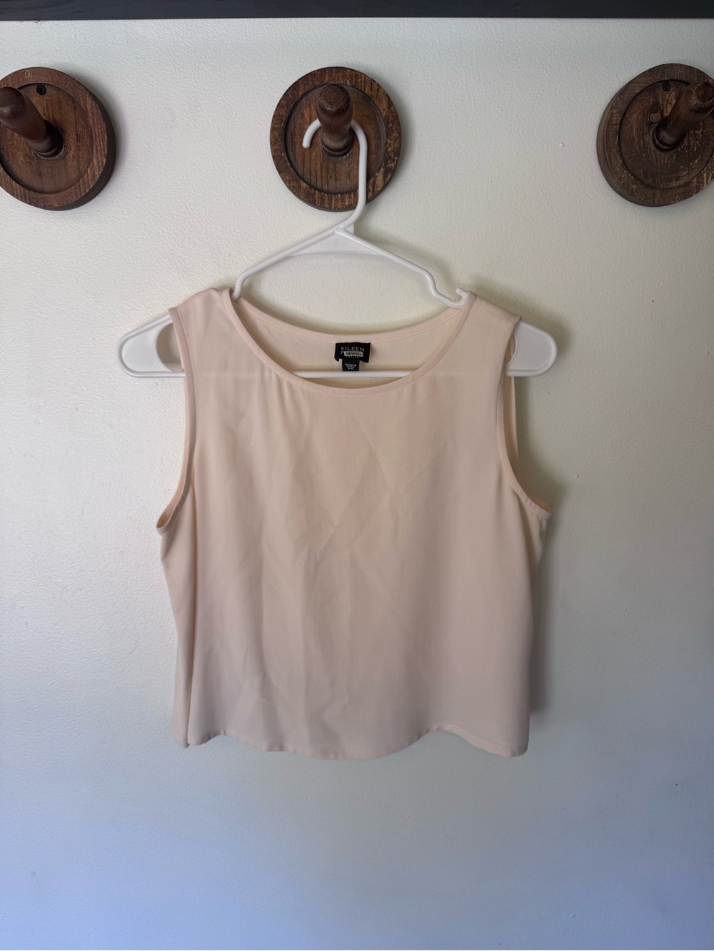 Eileen Fisher Cream Silk Sleeveless Blouse tank top small petite